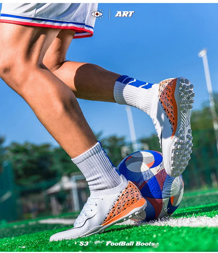 Soccer Cleats for Men Women AG/TF Breathable Cushioned Insole Anti-Slip Outdoor Sports Artificial Grass Football Boots