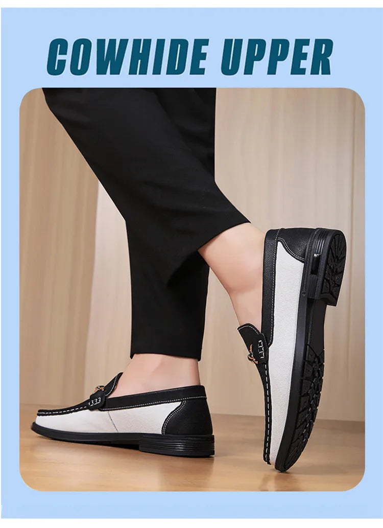 Trendy High Quality Genuine Leather Shoes for Men Summer Breathable Men's Casual Loafers Plus Size 47 Slip-on Driving Shoes Man