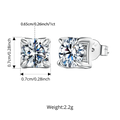 Original Square Moissanite Stud Earrings, S925 Silver 4 Prongs D Color Round Cut Lab Sparkling Wedding Fine Jewelry
