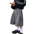 Spring Summer Loose Casual Soft Grey Pleated Shorts for Men with High Waist Short Straight Pants Korean Clothes 2024