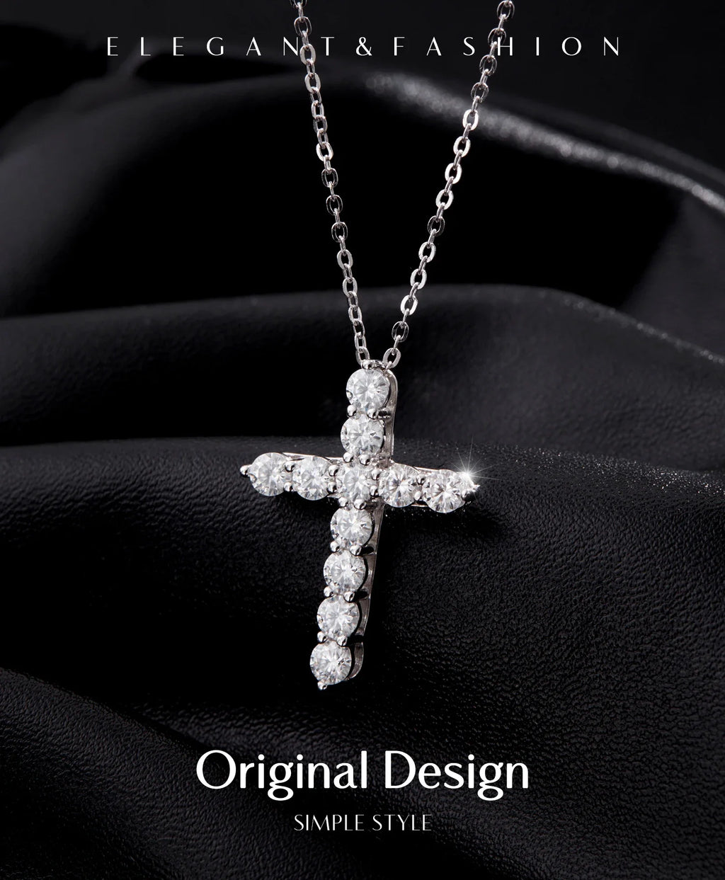 D Color Moissanite Necklace 925 Sterling Silver Exquisite Cross Link Chain Pendant Necklace For Women Fine Jewelry Gift