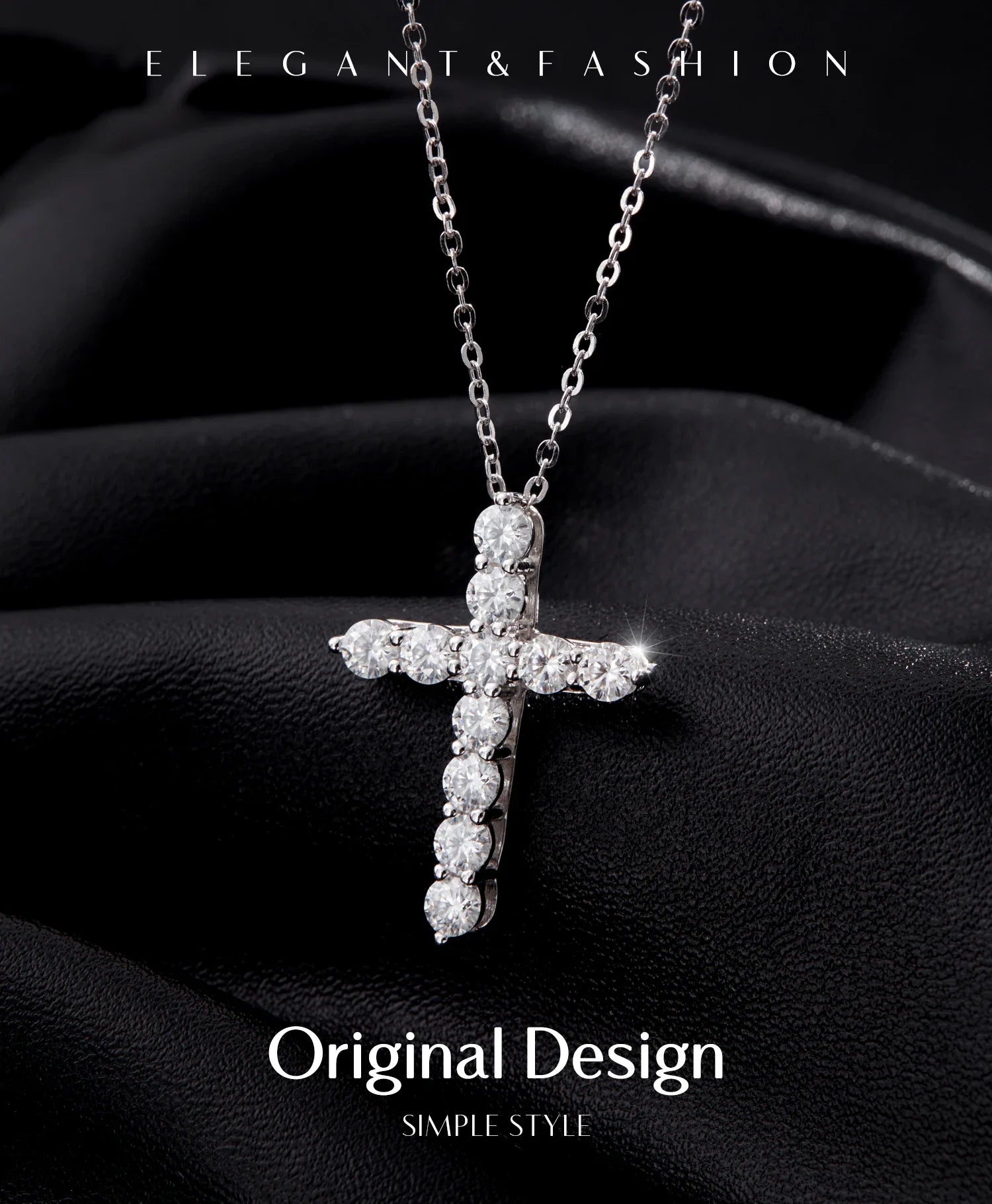 D Color Moissanite Necklace 925 Sterling Silver Exquisite Cross Link Chain Pendant Necklace For Women Fine Jewelry Gift