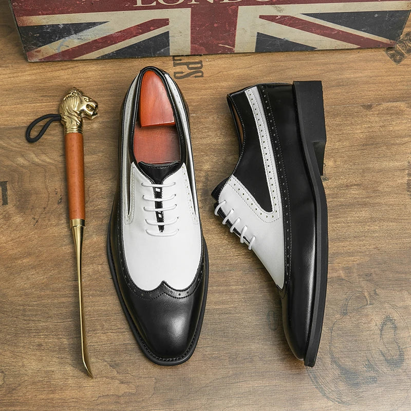 Spring black white leather shoes for men High quality wedding Dress shoes Business office loafers men shoe Luxury designer shoes