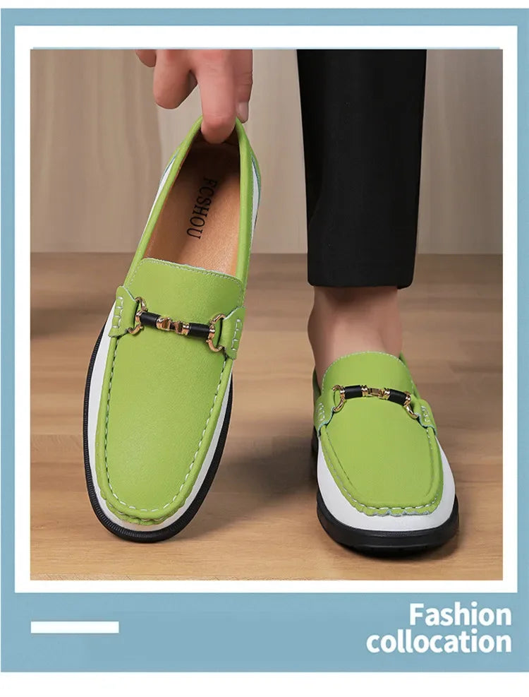 Trendy High Quality Genuine Leather Shoes for Men Summer Breathable Men's Casual Loafers Plus Size 47 Slip-on Driving Shoes Man