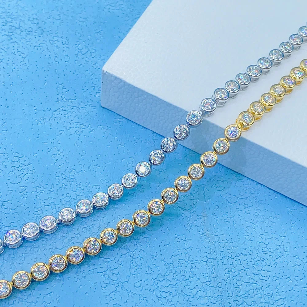Luxury Bubble 2/3mm D Color Full Moissanite Tennis Necklace for Women S925 Silver Plated 18K Diamond Neck Chain Necklaces