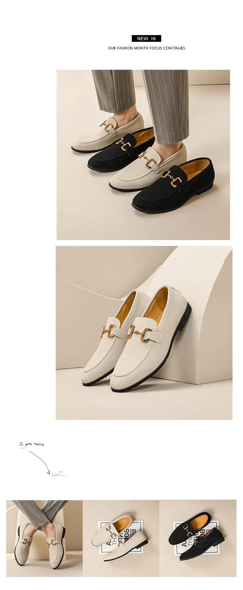 Fashion Brand Men Suede Leather Shoes Black Beige Horsebit Loafers Slip on Formal Mens Dress Shoes Wedding Office Casual Shoes