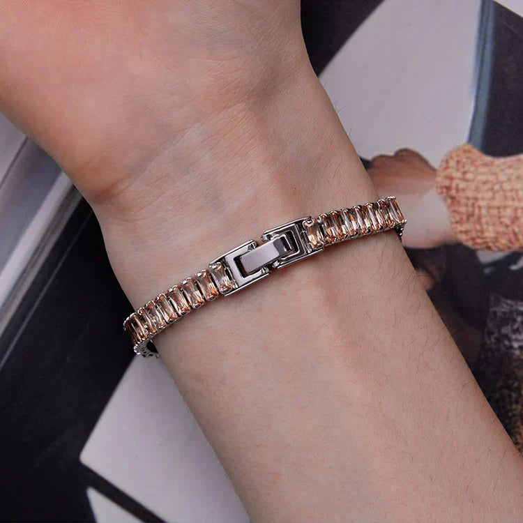 Authentic Shining Square Zircon Bracelet Plated Platinum for Women Gift Exquisite Fashion Jewelry YIB055