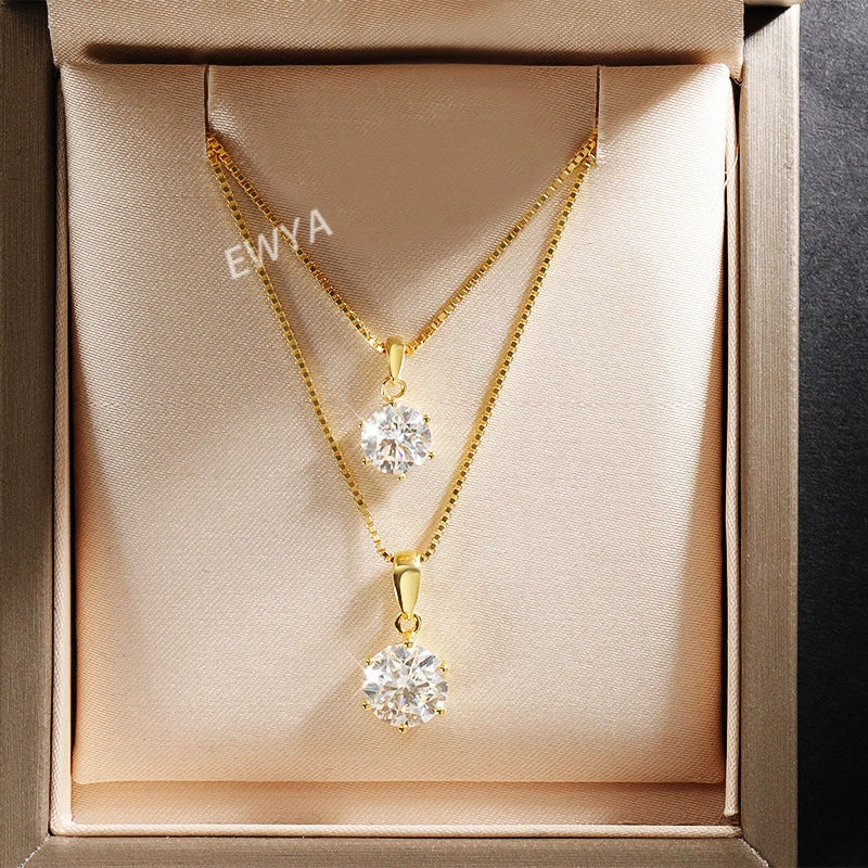 1 2 Carat Real Moissanite Pendant Necklace For Women 6 Prong 100% 925 Sterling Silver Wedding Party Bridal Fine Jewelry