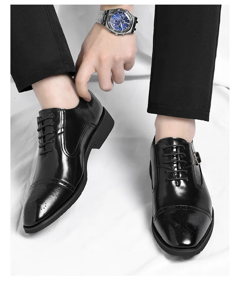 Men's Big Size Leather Shoes Spring Autumn Formal Business Office Wedding Dress Shoes for Man New Designer Business Shoe Man