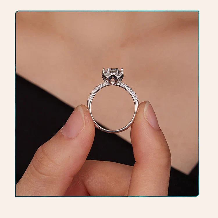 Moissanite Ring Lace Band 925 Sterling Silver Half Eternity Stackable Ring D Color for Women Engagement Retro Gift