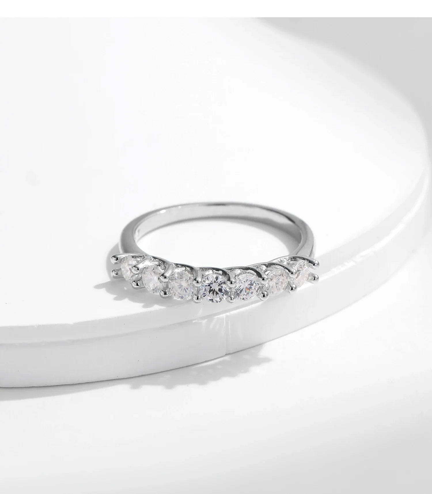 Moissanite Wedding Band 925 Sterling Silver Ring Platinum Plated Lab Diamond Stackable Crown Jewelry For Women Gifts