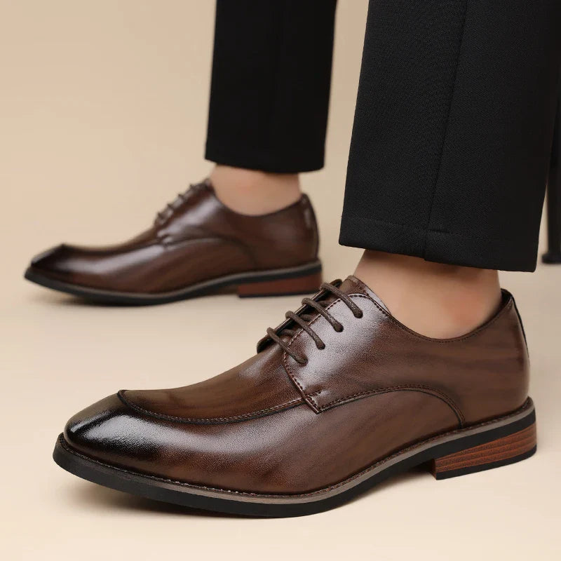Men's Formal Leather Shoes, Comfortable Soft Sole Office Derby Shoes, Breathable Anti-Slip Business Men's Shoes-HT1009