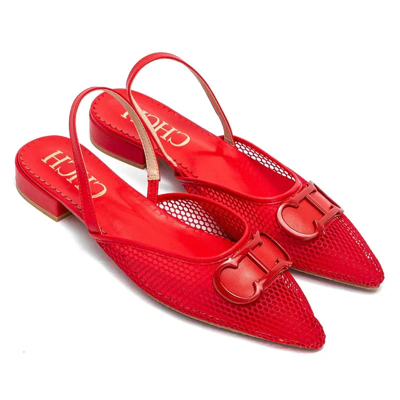 Women's Flat Shoes 2024 New Mesh Hollow Sandals Black Woman Shoes