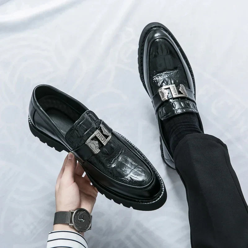 Mens Loafers Party Business Thick Soled Men Leather Shoes Dress Platform Shoes Comfortable Fashion New Casual Shoes for Men