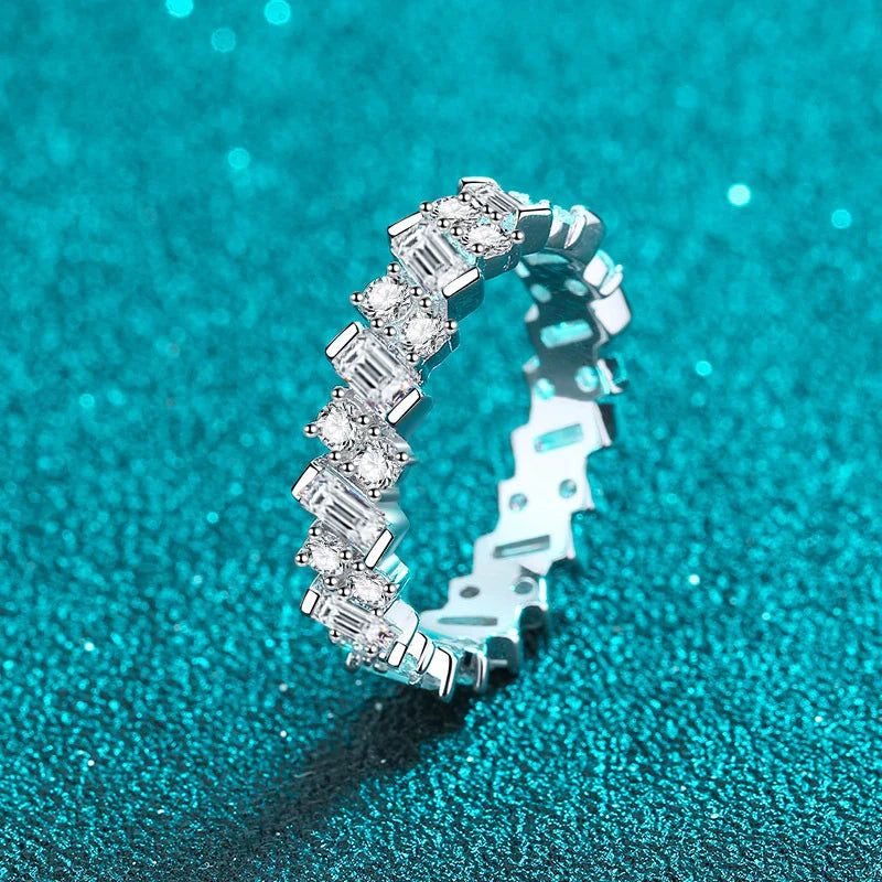 Full D Color Moissanite Diamond Rings for Women S925 Sterling Silver with Gold  Plated Wedding Engagement Band Ring