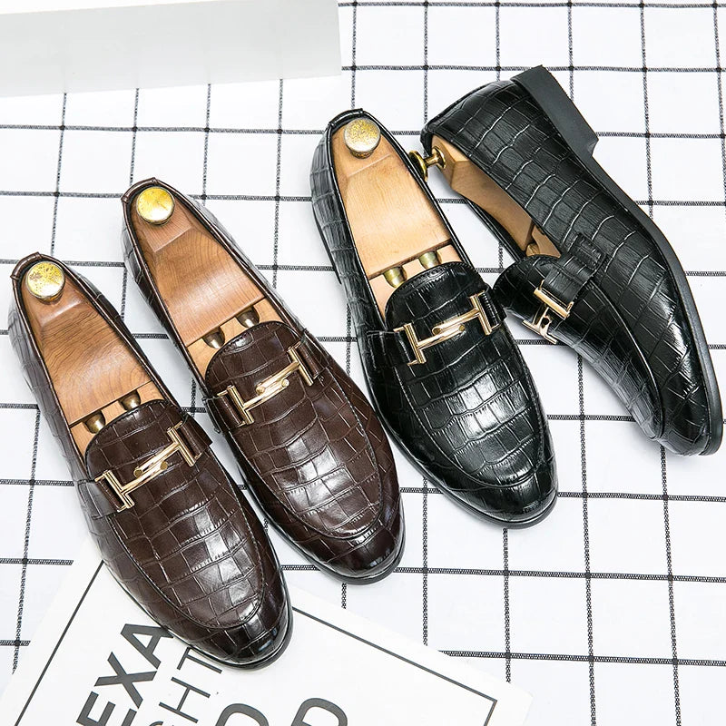 2024 High Quality Casual Leather 38~48 Designer Mens Dress Wedding Black Fashion Office Business Loafers Formal Shoes for Men
