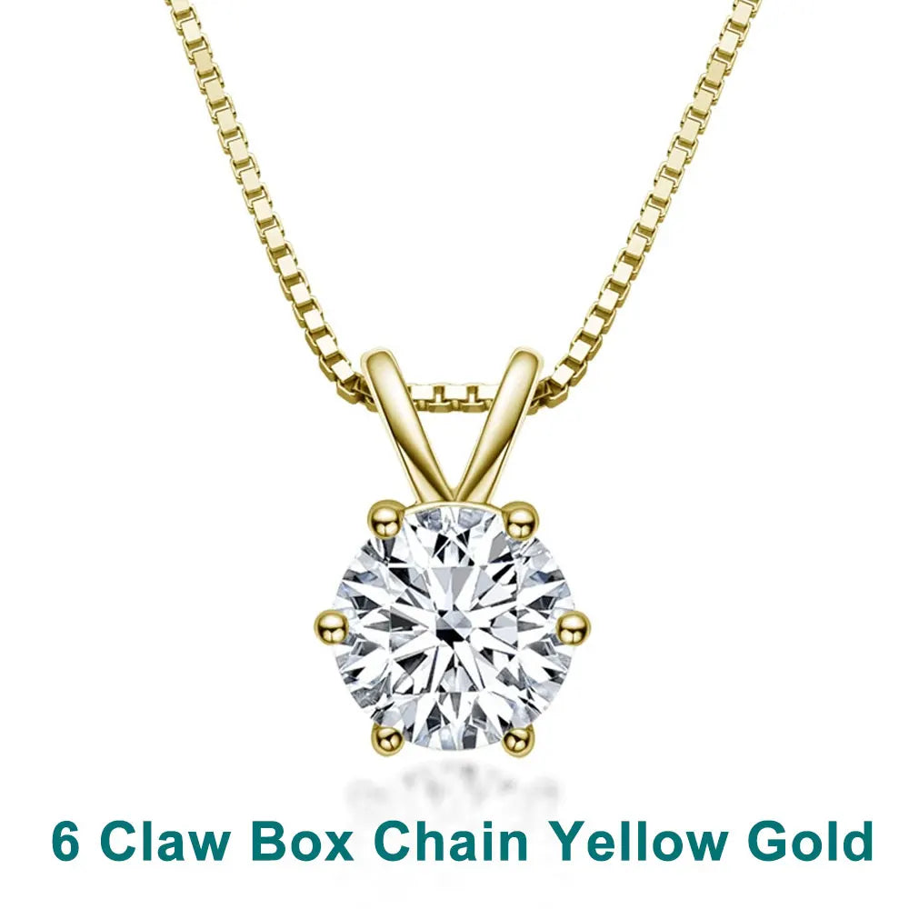 1-5 CT Moissanite Necklace Solitaire Pandent GRA Certified Dainty s925 Sterling Silver 18k Classic Necklaces for Women