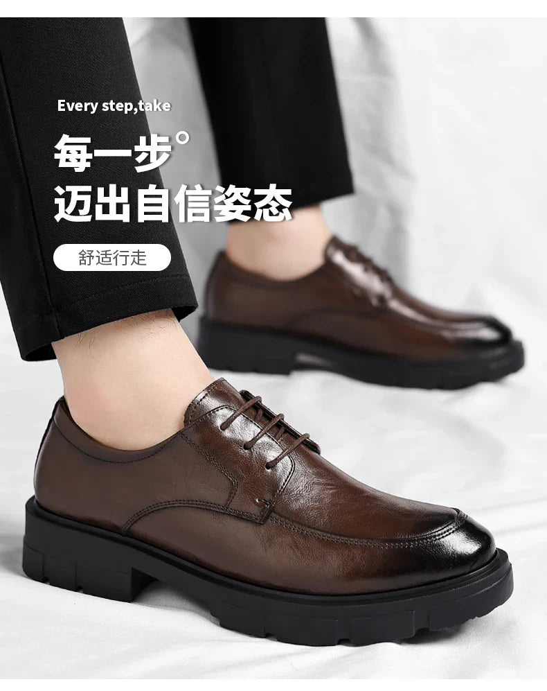 Men Dress Elevator Shoes Platform Breathable Lift Casual Business Luxury Genuine Leather Heightening Shoes5/8/10CM Taller Male
