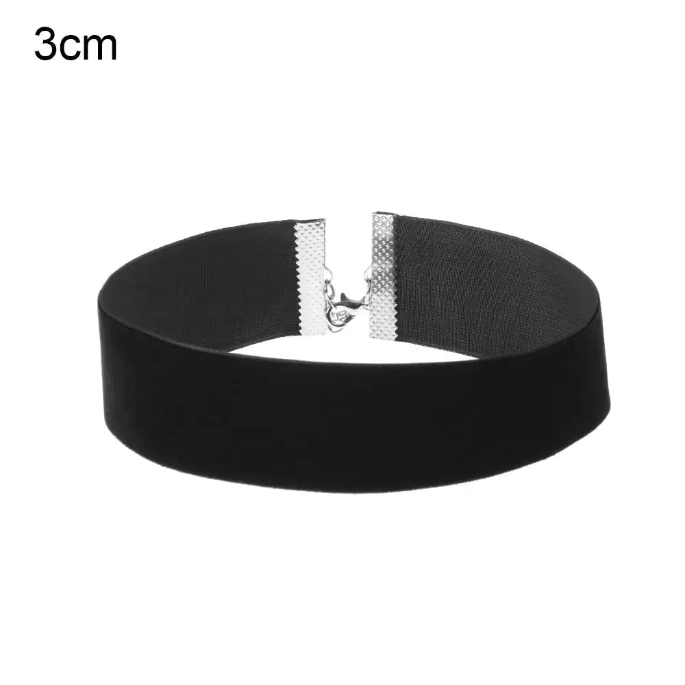 1PC New Fashion Adjustable Black Velvet Choker Wide Band Necklace Ribbon 90s Retro Vintage Gothic Goth Women Necklace