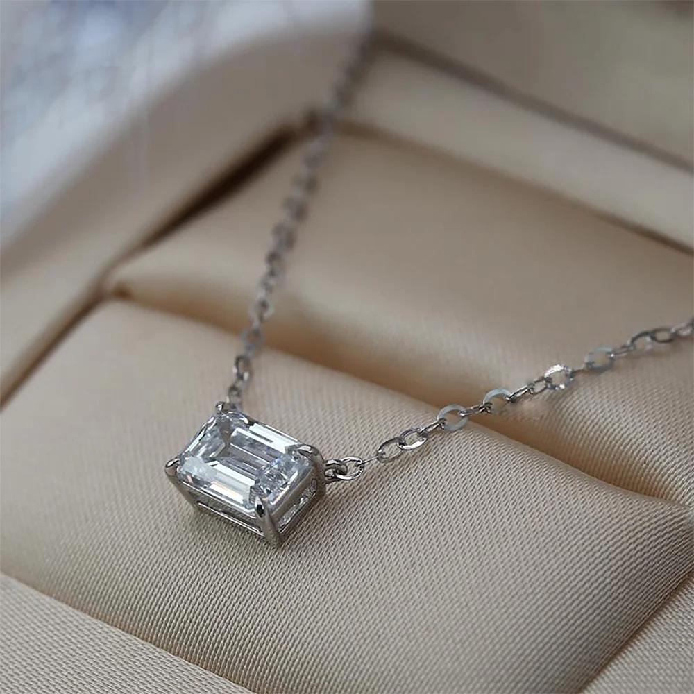 1/2carat Emerald/Radiant Cut Solitaire Moissanite Diamond Pendant Necklace With  Certificate S925 Silver Neckchain For Women