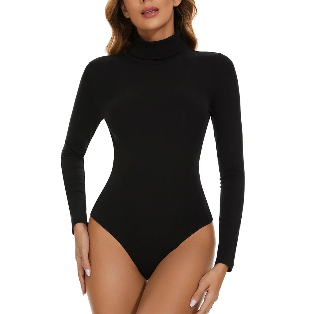 High Neck Bodysuit Women's Long Sleeved Shapewear Tummy Control Body Shaper Sexy Briefs Female Warm Clothing Autumn Winter New