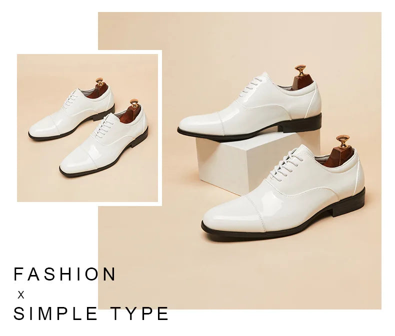 Classic Patent Leather Shoes Men Glossy Leather Shoe Man Formal Business Office Lace Up Wedding Shoes Plus Big Size 38-49