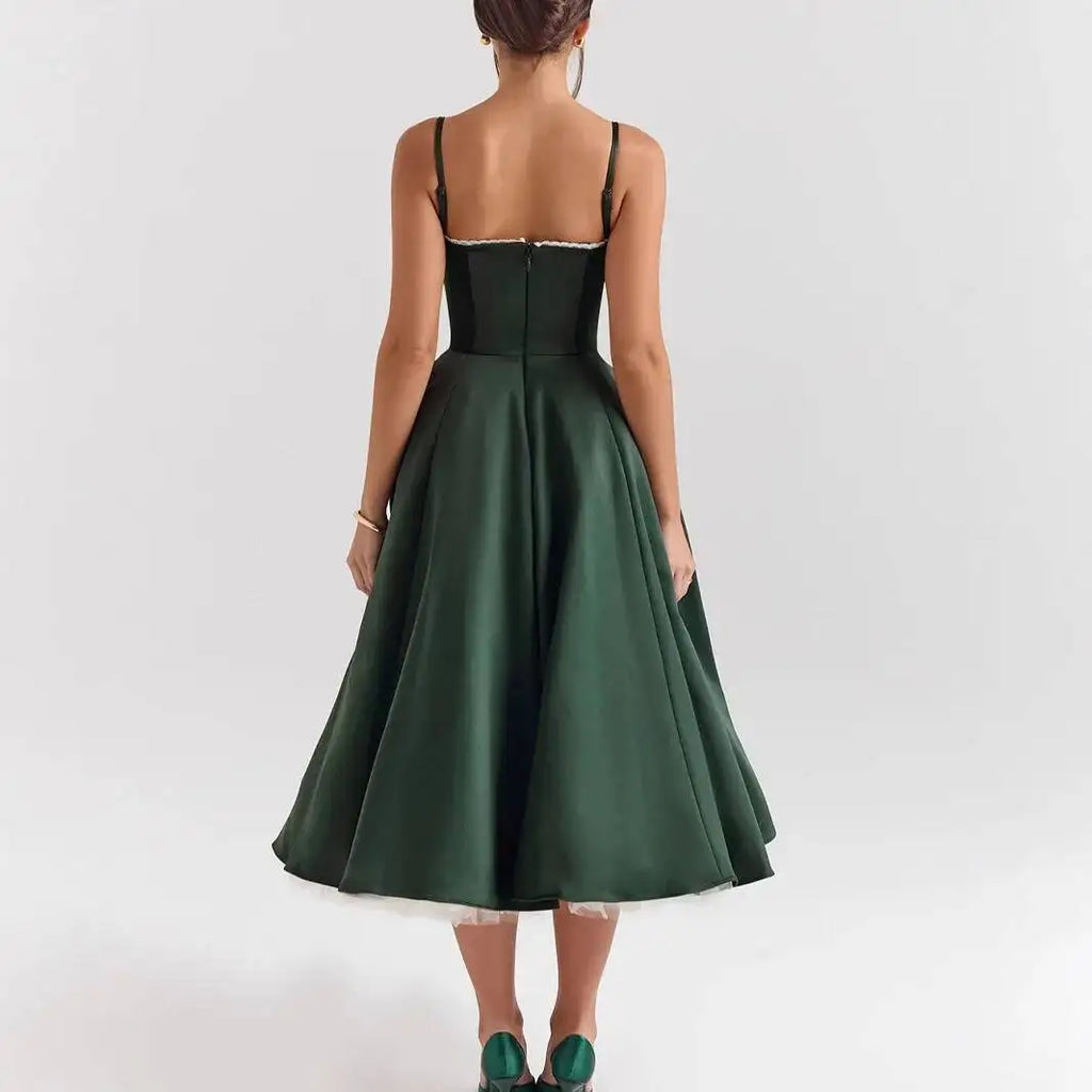 2026 Spring/summer High End Satin Strapless Heavy Industry French Waist Strap Sexy Hot Girl Medium Long Dress Women Elegant