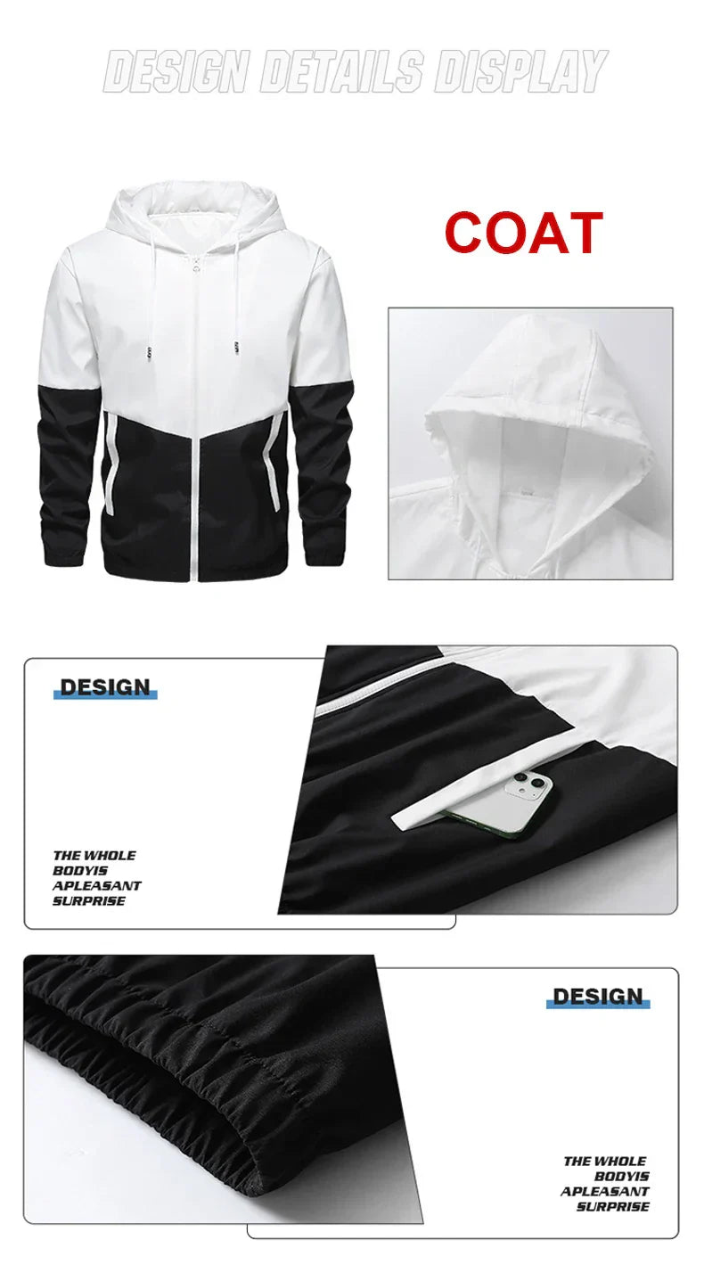 CHRLCK Men's Running Sportswear Suits Breathable Clothes Sports Joggers Training Gym Fitness Tracksuit Sets Men