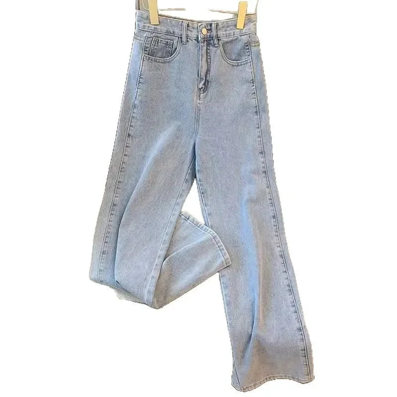 High Waist Straight Leg Jeans Long Trousers for Women