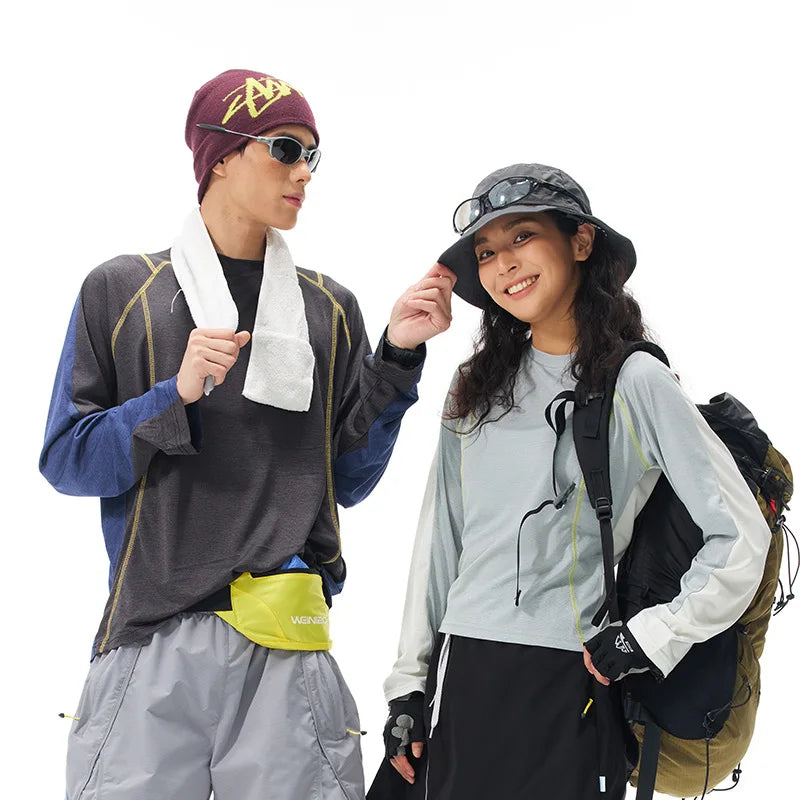 Unisex Sport  Long-Sleeved T-Shirt with Moisture-Wicking, Quick-Drying & Contrast Shoulder Design
