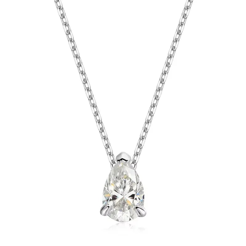 1-4CT Pear Cut Moissanite Pendant Necklace for Women Girls 3 Designs Lab Diamond Wedding Silver 925 Chains Fine Jewelry
