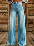 Women's fashion casual wide-leg jeans