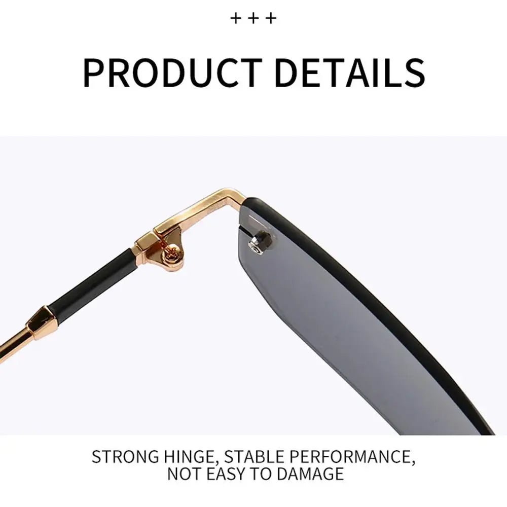Rimless Rectangle Sunglasses Fashion Y2K Frameless Sun Glasses Shades for Women & Men