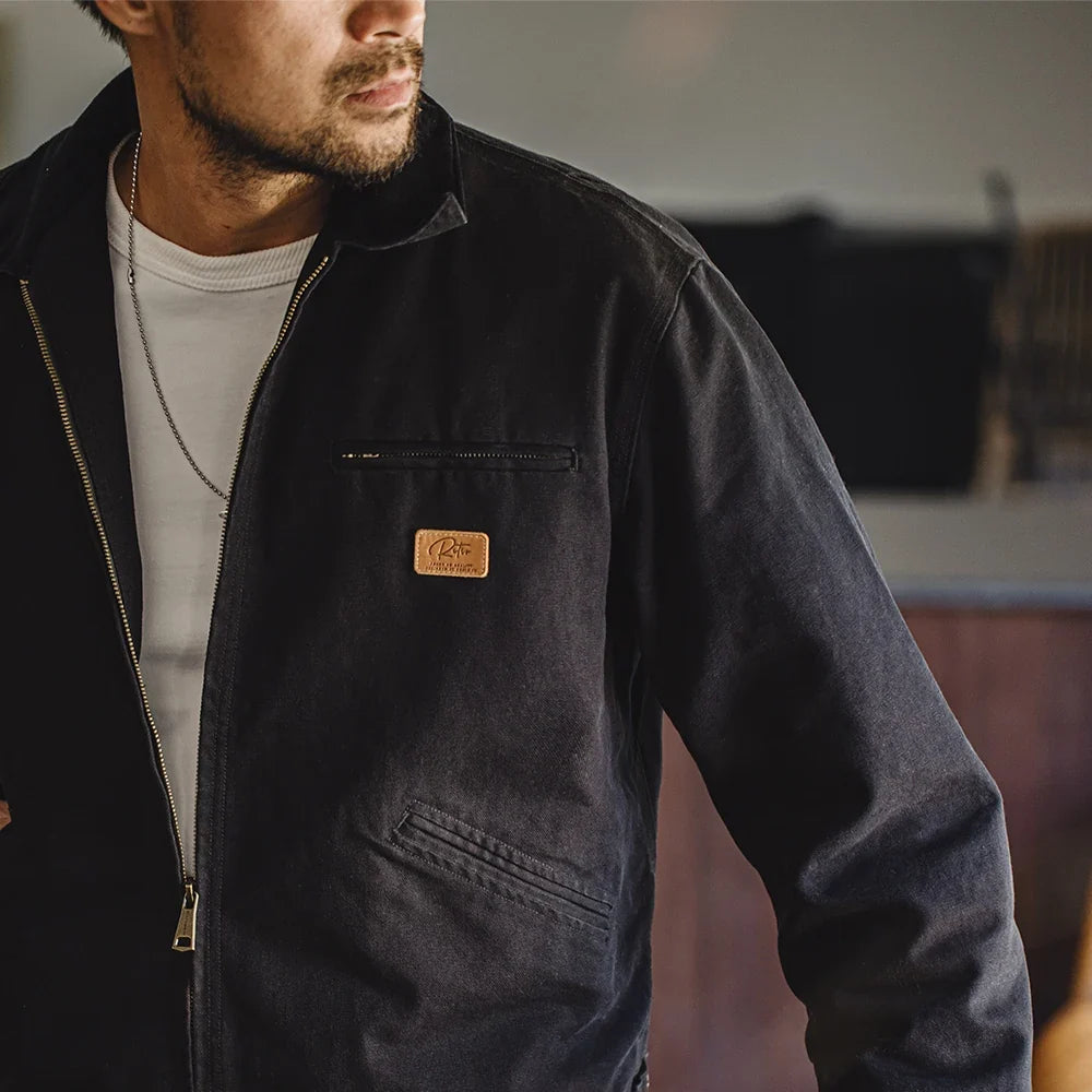 Vintage Detroit Hunting Jackets Men J001 Turn-down Collar Coats Heavyweight Cotton Jacket Multi-Pocket Casual Clothes
