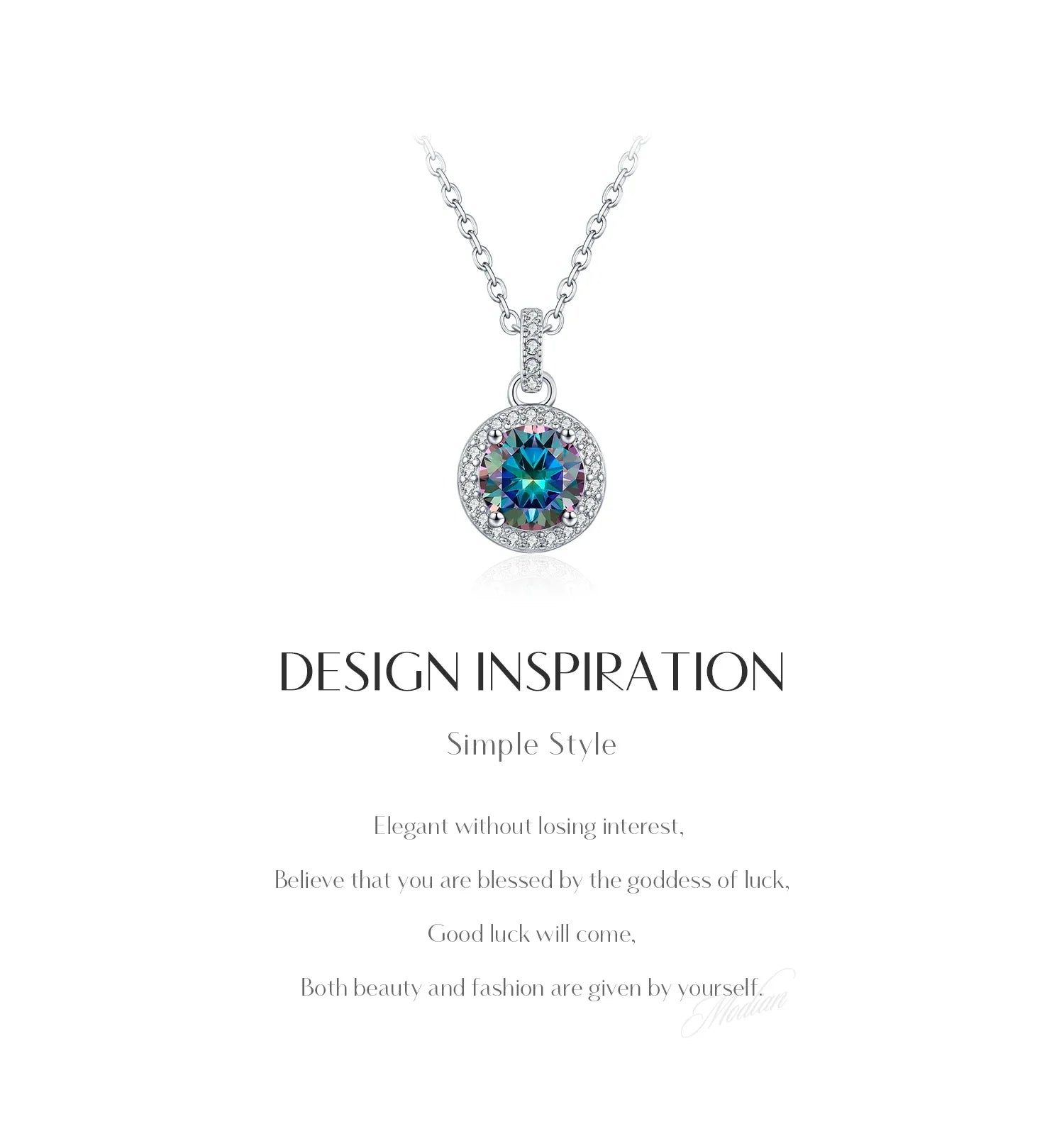 1CT Multicolor Round Moissanite Necklaces 925 Sterling Silver Luxury Classic Pendant Necklace For Women Fine Jewelry