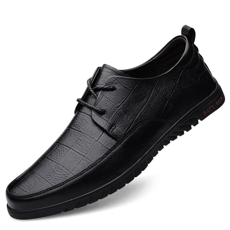 Male All-match Outdoor Flats Genuine Leather Men Casual Office Shoes Handmade Men Lace-Up Footwear 2024 New Mens Oxfords Shoes