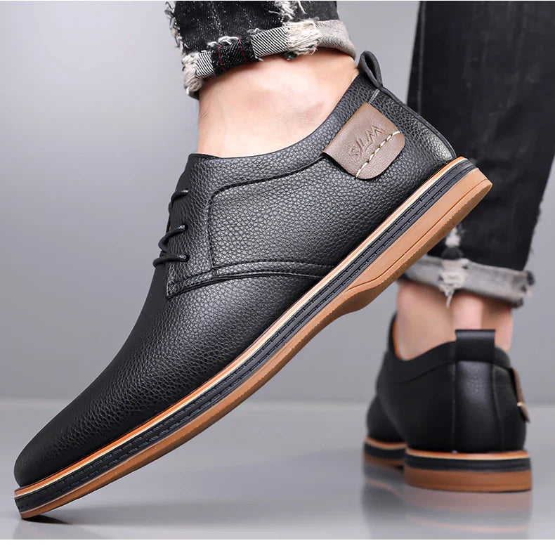 Men's Casual Business Leather Shoes Men Fashion Lace-up Derby Shoe Mens Light Comfortable Outdoor Driving Flats