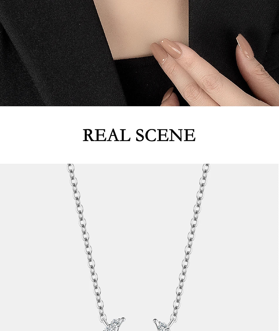 0.66CT Full Moissanite Necklace for Women S925 Pure Silver Moon Design Laboratory Diamond Pendant Fashion Luxury Jewelry