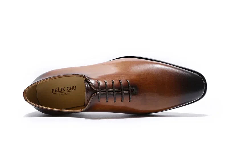 Designer Genuine Leather Mens Wholecut Oxford Shoes Luxury Brand Black Brown Dress Shoes for Business Office Formal Wear