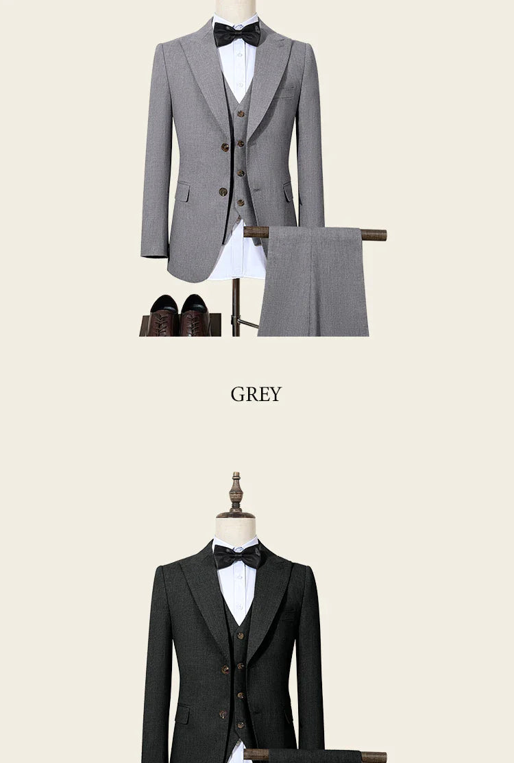 New 2 buttons on suit grey modern design mens office wear blazer coustime homme luxe Bead edge craftsmanship