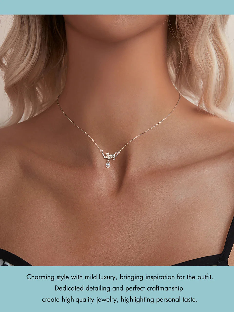 925 Sterling Silver Cat Necklace for Women - Cat Jewelry Gifts for Cat Lovers Fashion Birthday Graduation Gift SCN533