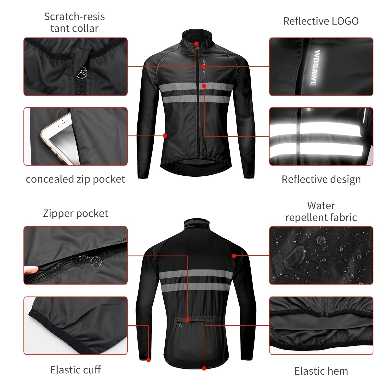Men Cycling Windbreaker MTB Bicycle Long Sleeve Coat Water Resistant Outdoor Sport Jersey Bike Jacket Cycling Clothing