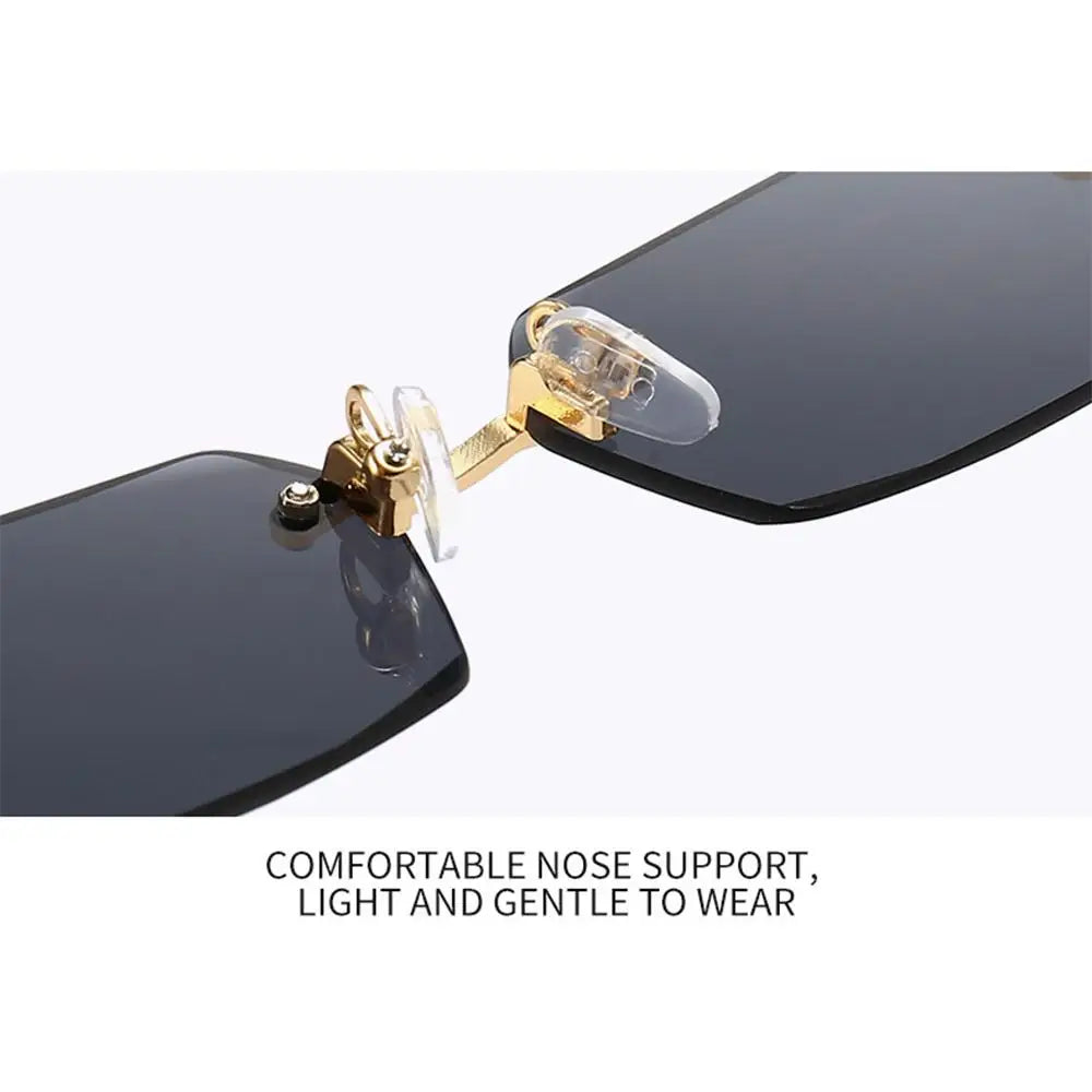 Rimless Rectangle Sunglasses Fashion Y2K Frameless Sun Glasses Shades for Women & Men