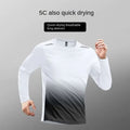 Trendy, simple, sunscreen, breathable, quick drying clothes, long sleeved men's tight fitting clothes, running training, sports,