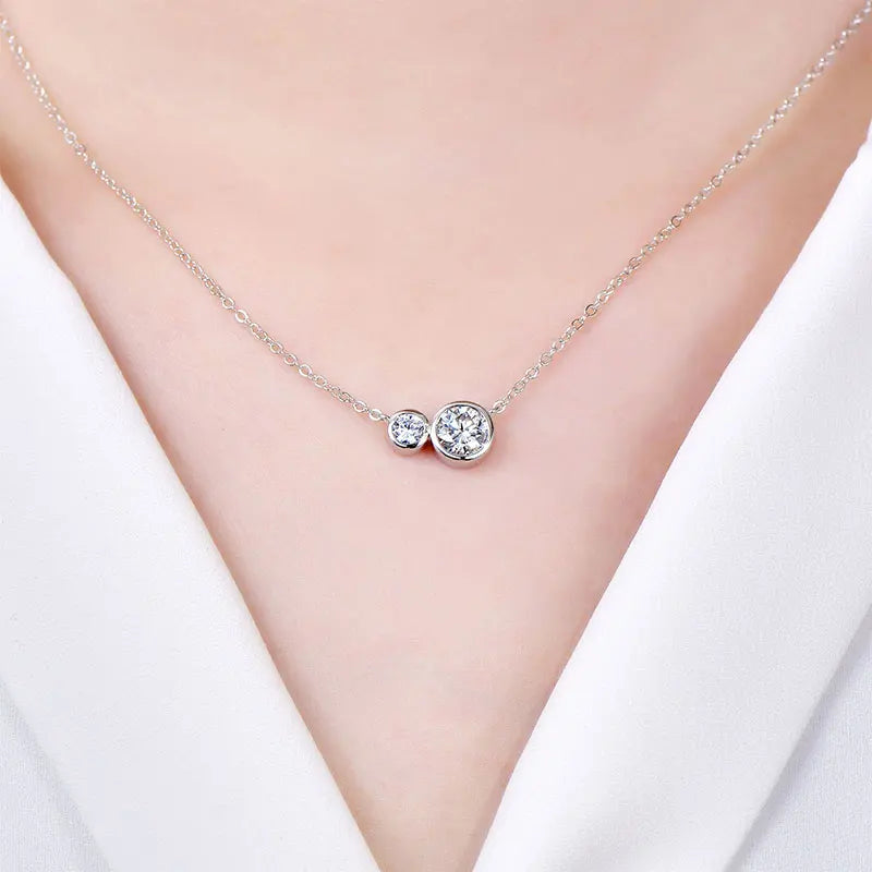 GRA Certified D VVS1 1.0CT Moissanite Diamond Round Pendant Necklace for Women Chain Fine Neck Jewelry Gifts Collares