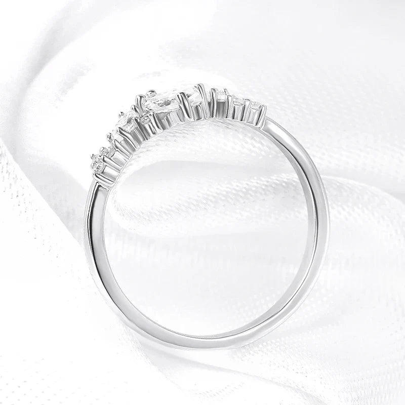 0.58cttw Marquise Cut Weeding Moissanite Rings for Women Double Halo High Quality 925 Sterling Silver Half Eternity Band