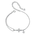 925 Sterling Silver Dainty Starlight White Gold Plated Stackable Bracelet for Women, Adjustable Link Chain CZ Bracelets