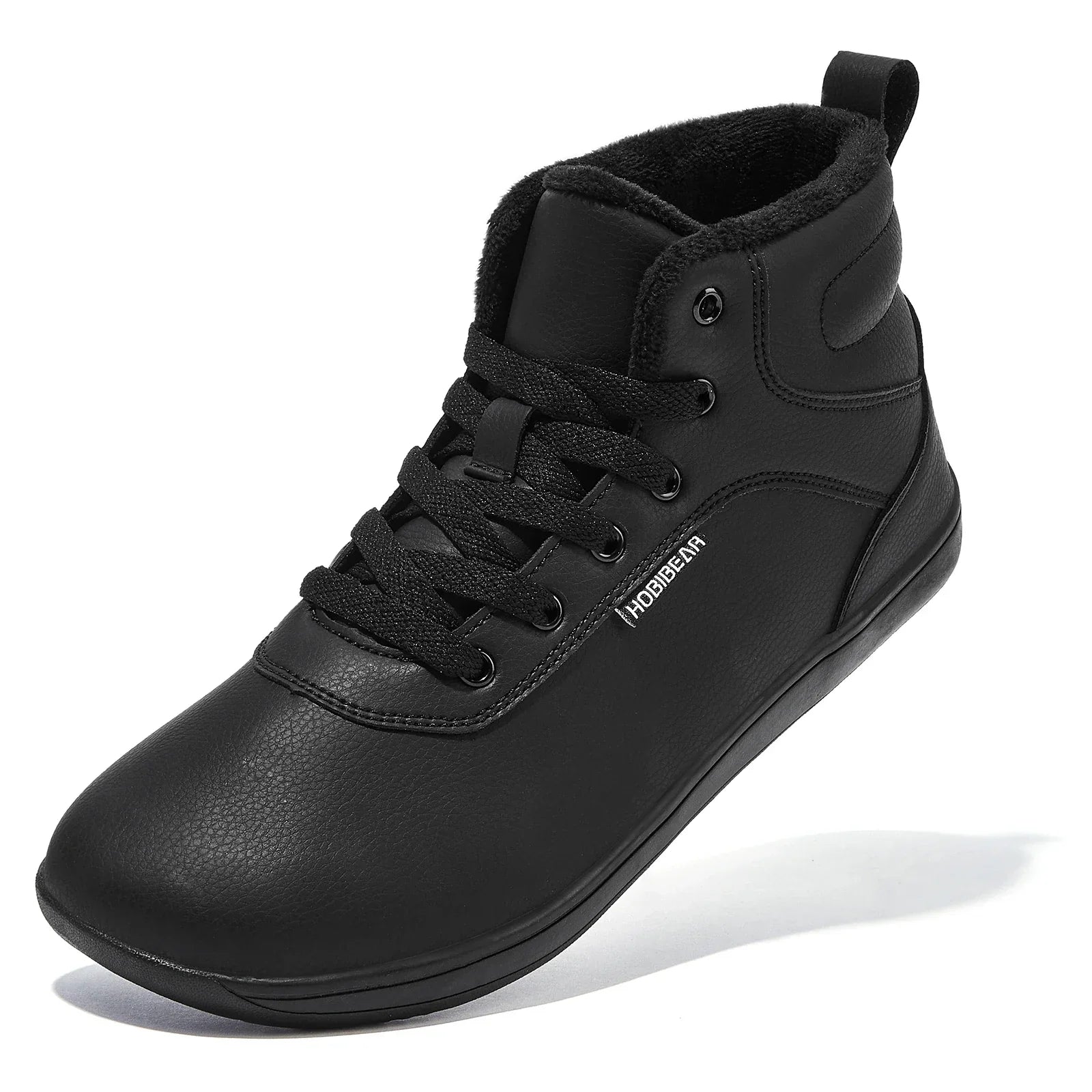 Unisex Winter Barefoot Shoes Womens Men Wide Toe Box Faux Fur Lined Ankle Sneakers Artificial Leather Lace Up Shoes
