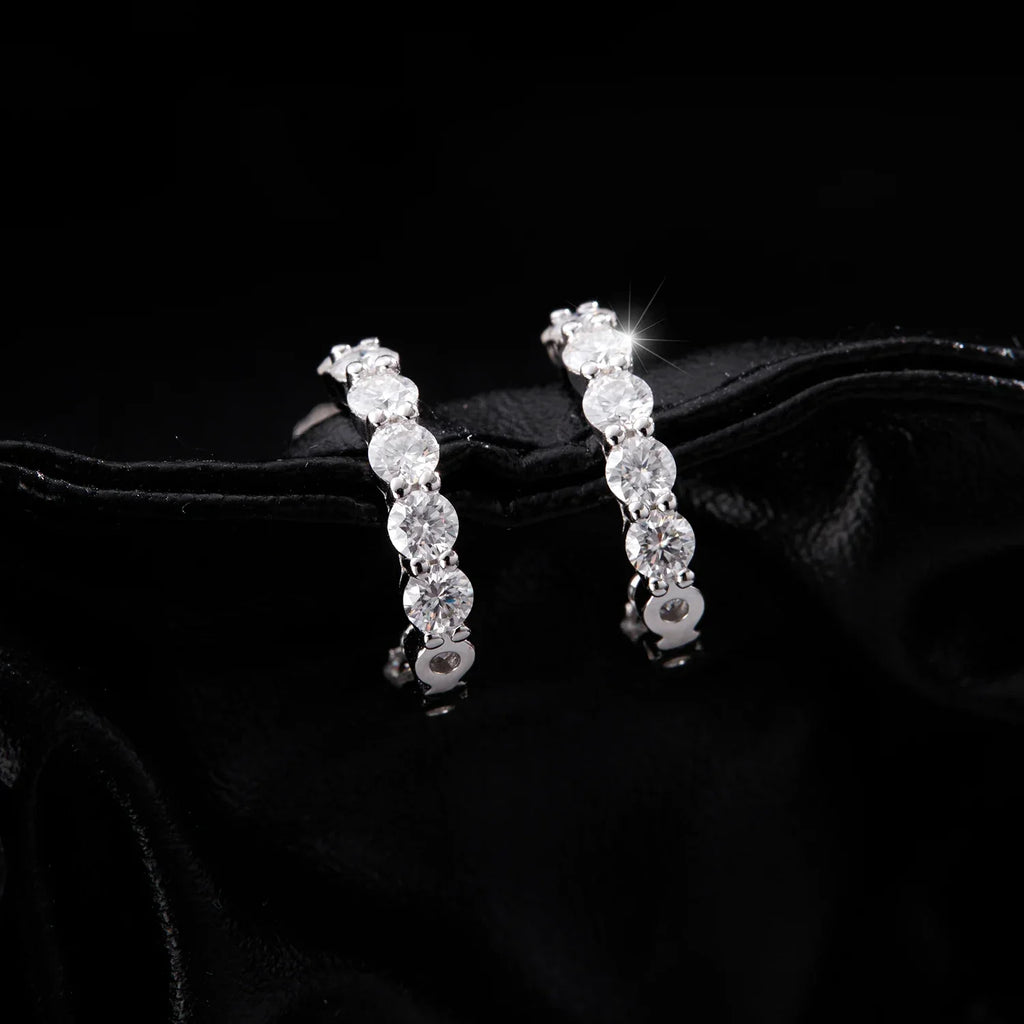 D Color C Shape Moissanite Earrings 925 Sterling Silver Charming Dazzling Hoop Earrings For Women Wedding Fine Jewelry