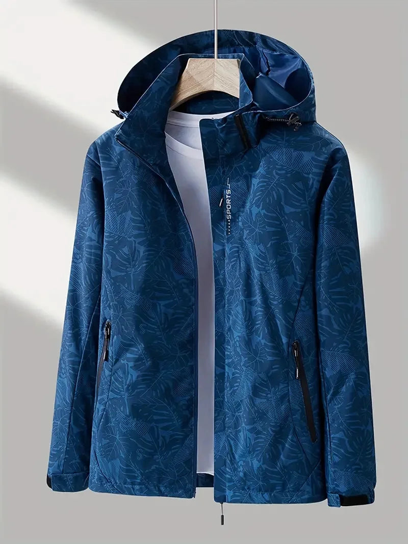 Men's Casual Lightweight Waterproof Windbreaker Jacket, Full Zip Up Hooded Shell Outdoor Hiking Coat For Autumn Size